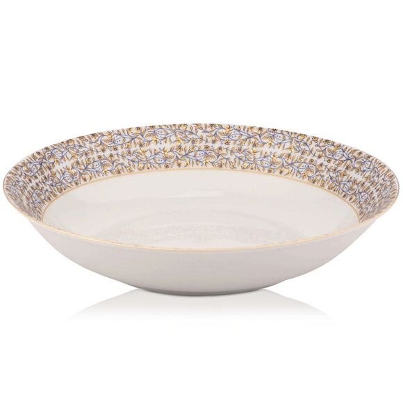 Deshoulieres Vignes Deep Round Platter White/Gold - NEW $275 - Picture 1 of 2